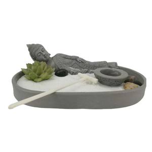 Decorazione per la casa meditazione sabbia zen buddha statura con decorazione portacandele tealight - Product Image 1