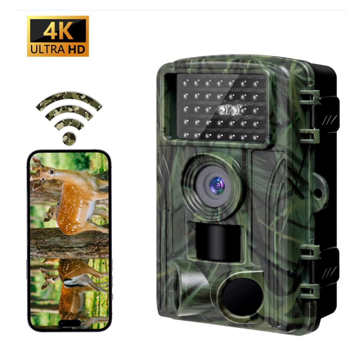 Мини-охотничья камера с экраном 4K 60Mp, Охотничья ночная съемка и функция записи, Cmos сенсорная камера