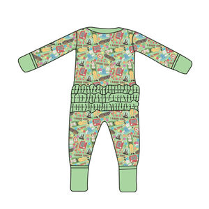 Maßgefertigter Rüschen-Reißverschluss-Pyjama Zufälliger Charakter-Druck Baby Kinder Überraschungsbox Charakter Bambus-Pyjamas - Product Image 4