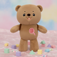 Jouets en peluche super doux et mignons en forme d'ours, avec décoration de sucette brodée au design créatif