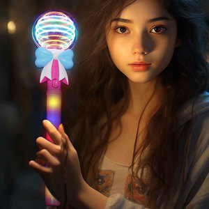 Nhiều Màu Nhựa <span class=keywords><strong>LED</strong></span> Quay Cây Đũa Phép Màu Hồng Bowknot Ánh Sáng Xoay Thanh Ánh Sáng-up Đồ Chơi Cho Cô Gái - Product Image 4