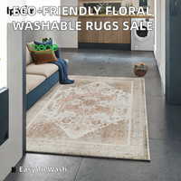 Tapis lavables à motifs floraux fabriqués à la machine Hapton |   Décoration de golf pour la maison, design vintage imprimé, respectueux de l'environnement et adapté aux animaux domestiques, en solde