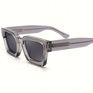 Lunettes de soleil en acétate à monture épaisse de haute qualité avec logo personnalisé 2025, lunettes de soleil carrées surdimensionnées à rivets en acétate pour hommes et femmes - Product Image 1