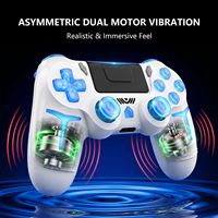 Manette de jeu sans fil pour PS4 avec lumière RVB, double vibration, six axes, compatible PC et Steam