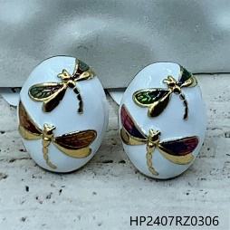 Conjunto de Joyería Clásico para Mujer en Acero Inoxidable Chapado en Oro de 24K con Diseño de Insectos y Piedras de Circonio, Collar, Pulsera, Aretes y Anillo - Product Image 3