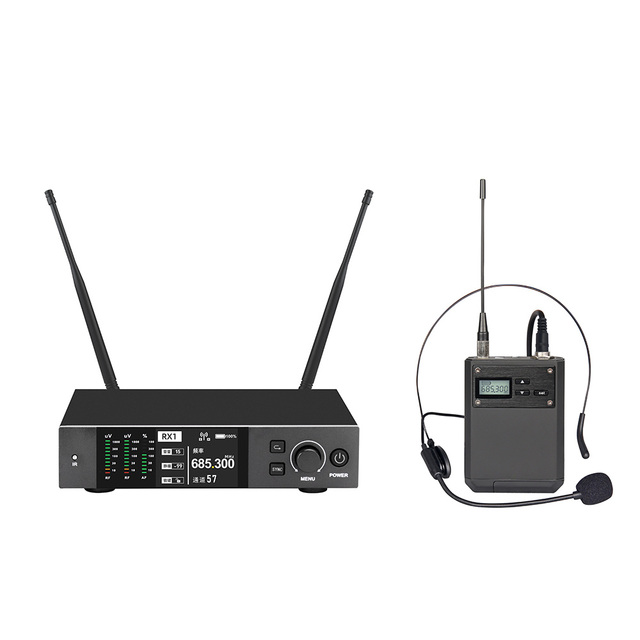 High Fidelity UHF Wireless Microphone Professional System with LCD Display for Studio Live Concert
