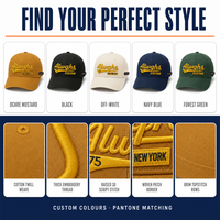 Casquette de baseball personnalisée avec logo, 6 panneaux, visière incurvée, jaune moutarde, vente en gros, OEM, ODM, fournisseur direct d'usine