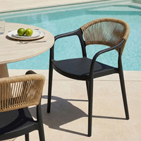 Chaises de jardin empilables en plastique ADXIN au design moderne avec dossier en corde pour terrasse, balcon, hôtel, restaurant