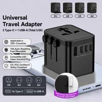 Adaptateur de voyage universel multifonctionnel 3 ports USB-C/USB-A 2500W pour le commerce électronique transfrontalier, prise universelle, charge rapide