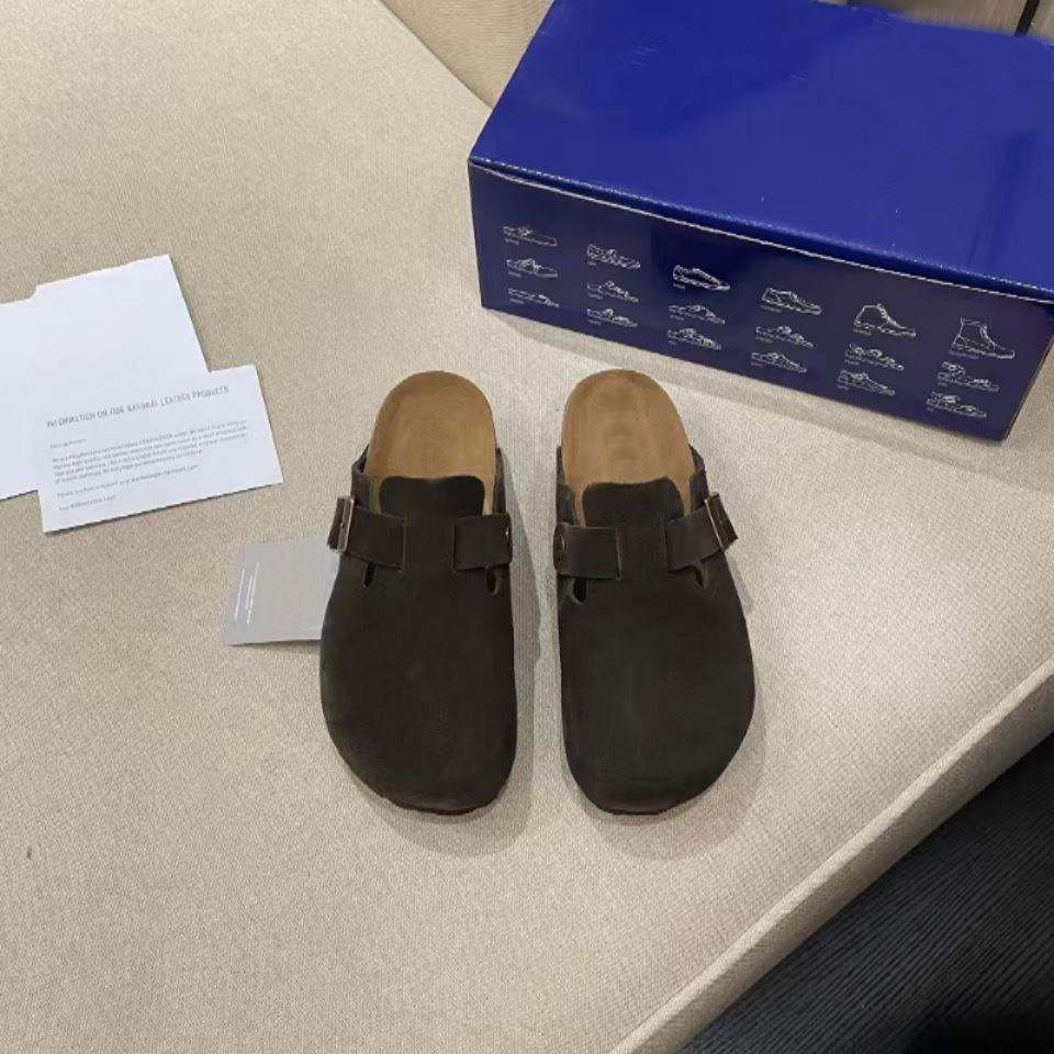 2025 новые летние однотонные туфли Birkenstocks из воловьей кожи с повышенной пробковой подошвой, с полным покрытием, новый стиль, зима-весна