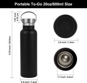 Wholesale Custom Logo <b>Water</b> Bottle with Handle Lid Fits Car Cup Holder 500ml 750ml 1000ml Stainless Steel Vacuum Insulated Flask - Product Image 4