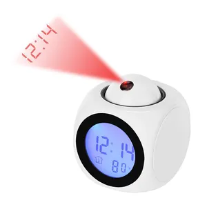 Projection Digital Alarm Clock with Weather Station Colorful Backlight Double Alarm Clock Multifunctional Night Lights