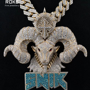 Pendentif en or rose 9K-14K avec diamants et rubis bicolores - Bijoux hip-hop de luxe - Product Image 1