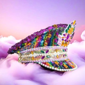Chapeau de capitaine steampunk en strass à faible MOQ, chapeau de pirate avec logo personnalisé, idéal pour les salons d'automobiles anciennes et les soirées <span class=keywords><strong>rockabilly</strong></span> - Product Image 3