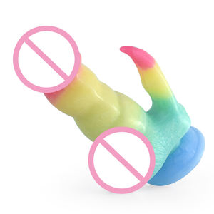 Consoladores realistas artificiales Color del arco iris Lindo pene Anal Plug Juguete sexual de doble extremo para mujeres Masaje vaginal - Product Image 4