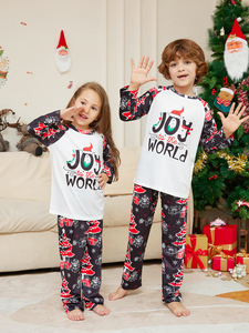 Set pigiami con stampa personalizzata pigiama natale in <span class=keywords><strong>cotone</strong></span> vestiti abbinati pigiami natalizi per famiglie - Product Image 3