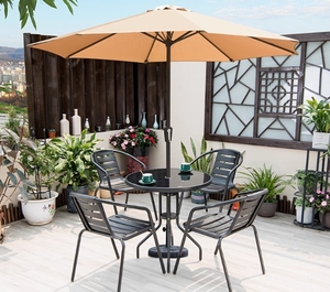 Durevole combinazione di mobili da esterno di tavolo sedia ombrellone per cortile giardino per il tempo libero all'aperto stallo <span class=keywords><strong>centro</strong></span> parasole - Product Image 1