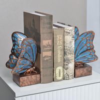 Porte-livres en résine bleu papillon vintage personnalisé pour étagères, support créatif pour livres, décoration pour bureau, maison, bureau