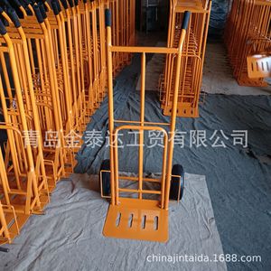Chariot d'entrepôt à pousser à la main 1250x600x560mm 2 roues pliable en acier chariot logistique industriel rouge thermolaqué - Product Image 5