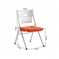 Chaise de bureau pliante avec cadre en acier, siège rembourré orange, dossier ergonomique, sans assemblage, chaise pour événements et réunions, vente en gros, usine