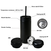 Gobelet isotherme de luxe personnalisé en acier inoxydable, anti-fuite, pour le bureau, écologique, cadeau d'affaires, avec paille réutilisable