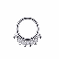 Nouveaux anneaux de nez en acier inoxydable CZ segment articulé Septum Clicker Tragus Cartilage hélice boucles d'oreilles femmes Piercing bijoux