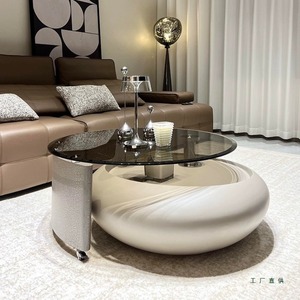 <span class=keywords><strong>Tavolino</strong></span> da Caffè Rotante in Vetro Minimalista Italiano, Stile Crema, Tavolo Centrale di Lusso <span class=keywords><strong>per</strong></span> Soggiorno, <span class=keywords><strong>Tavolino</strong></span> Laterale Moderno <span class=keywords><strong>per</strong></span> <span class=keywords><strong>Divano</strong></span> - Product Image 2