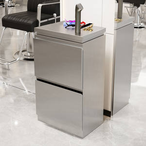 Armoire à outils en acier inoxydable pour salon de coiffure et barbier avec roulettes - Mobilier de salon commercial - Product Image 1