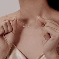 Collier Minimaliste en Lettre Anglaise Plaqué Or 14 Carats Argent Sterling 925 avec Diamant et Lettre Initiale