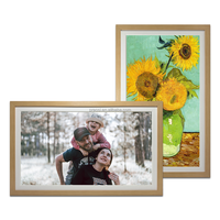 Bingkai foto Digital, rangka foto Digital HD IPS layar sentuh Pro kayu dengan fitur WiFi, Frame foto dinding putar otomatis, Frameo Video foto
