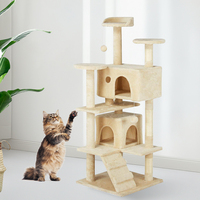Arbre à chat en bois et velours de haute qualité, 4+ niveaux, hauteur réglable, design durable, condo multi-niveaux pour chat d'intérieur, griffoirs