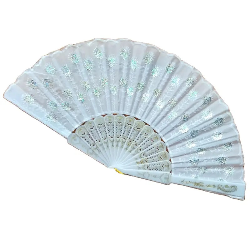 [I AM YOUR FANS]-abanico de mano clásico de 9 pulgadas/23CM L, abanico de mano de baile, de boda, blanco, 27 colores a elegir