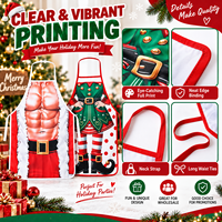 Tablier amusant et original à motif 3D Père Noël, unisexe, assorti pour couple, réutilisable, sans manches, pratique pour les fêtes de Noël