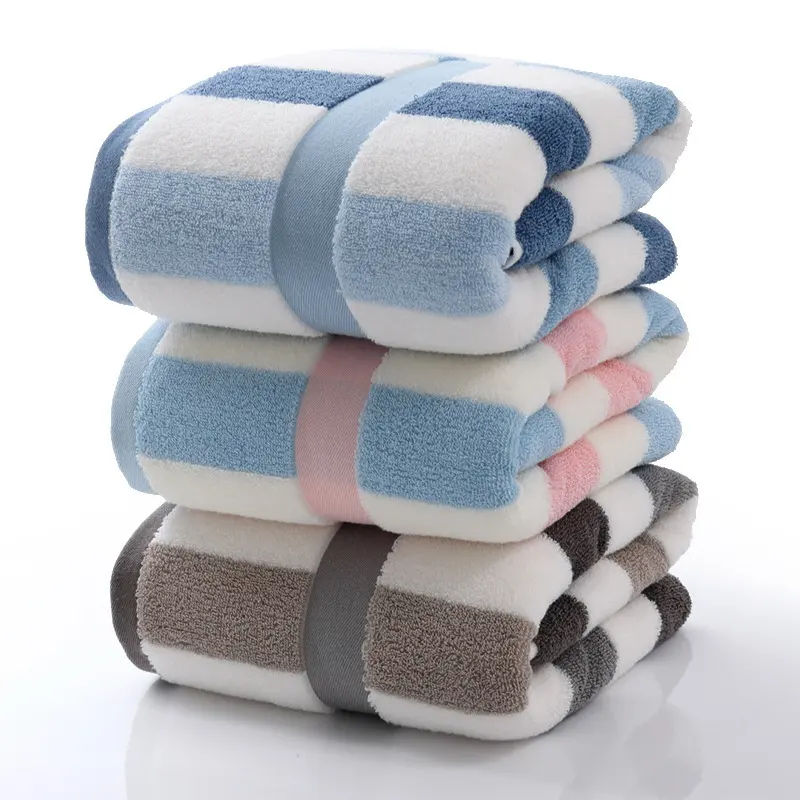 100% coton bain conception personnalisée diverses couleurs fil teint bande colorée grandes serviettes de bain