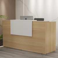 Bureau de réception moderne en bois blanc pour salon de beauté, hôpital et supermarché - Taille et forme personnalisables