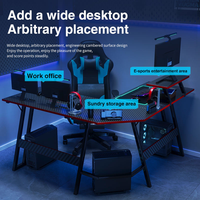LEIENTE Meubles de bureau à domicile, grand bureau de jeu RGB, table de jeu d'angle pour l'e-sport, fabricant de bureaux de jeu pour PC, bureau de joueur noir