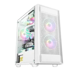 Di alta qualità in alluminio ATX/M-ATX caso di gioco Mid Tower CPU GPU Server telaio con porta Audio e vetro temperato per PC Desktop