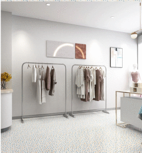 Espositore <span class=keywords><strong>per</strong></span> Abbigliamento in Acciaio Inox Spazzolato Argento Stile Art Déco, con Ruote, <span class=keywords><strong>per</strong></span> Sala Live Streaming - Product Image 6