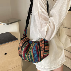 <span class=keywords><strong>Sac</strong></span> à bandoulière vintage pour femme, style <span class=keywords><strong>bohème</strong></span> <span class=keywords><strong>ethnique</strong></span>, en toile, avec fermeture éclair simple, pour usage extérieur - Product Image 6