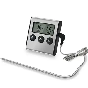 J & R Bedrade Oven Vleesthermometer Digitale Barbecue Koken Voedsel Grillen Thermometer Met Timer