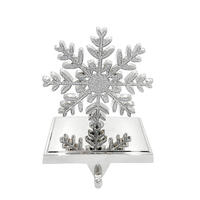 Argent 3D Flocon De Neige En Métal Cheminée Bas Cintres Bas De Noël Titulaire