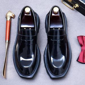 Chaussures à plateforme épaisse pour hommes - Style britannique, patchwork, lacets, en cuir, décontractées et habillées, antidérapantes et légères - Product Image 6