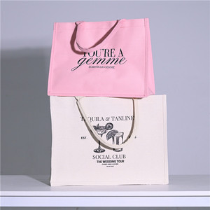 Women's Oversize Large Custom Logo <b>Black</b> <b>Canvas</b> Cotton <b>Tote</b> <b>Bag</b> Fashionable Letter Pattern for Weekend Shopping - Product Image 1