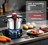 Casserole à pression en acier inoxydable, contrôle de la pression à 2 vitesses, durable, libération rapide, ustensile de cuisine facile à nettoyer, compatible avec les cuisinières à gaz