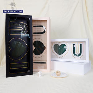 秋の色の卸売板紙私はあなたとお母さんを愛しています2in1フラワーボックス - Product Image 5