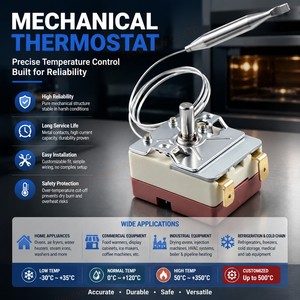 <span class=keywords><strong>Thermostat</strong></span> WHD à réinitialisation automatique avec capillaire de <span class=keywords><strong>200</strong></span>-3000 mm pour contrôleur de salle de séchage, poêle à frire, ventilateur de cheminée 90 <span class=keywords><strong>degrés</strong></span> Celsius - Product Image 1