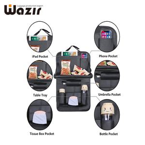 Organizador de asiento de coche de cuero PU, con bandeja plegable para mesa, tableta, teléfono, botella, soporte para taza, bolsa de almacenamiento de tejido - Product Image 6