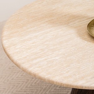 Offre Spéciale Usine : <span class=keywords><strong>Table</strong></span> <span class=keywords><strong>Basse</strong></span> Salon Style Américain en Bois MDF et Pierre Travertin, Meuble de Luxe pour la Maison - Product Image 3