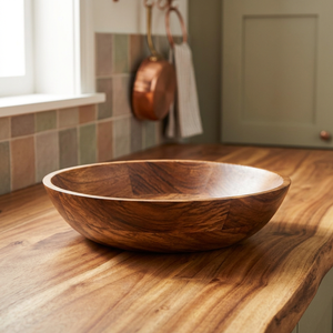Aqdus Saleem - Tazón Rectangular de Madera de Acacia para Servir Frutas, Hecho a Mano, Estilo Rústico y Abstracto, Color Marrón Caramelo Oscuro, Venta al por Mayor - Product Image 3