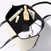 Sac fourre-tout d'épaule en toile écologique pour femme, grande capacité, léger, avec garnitures en PU, idéal pour le travail - Collection 2026 (vente en gros)
